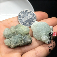 天然葡萄石原礦碧璽共生礦石奇石小標本實物圖一組特價2