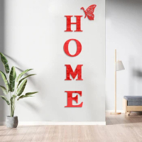 5pcs Mirror Wall Sticker Home Sign Letter Wall Decor Acrylic 3D Wall Art Removable Sticker Decal for Living Room