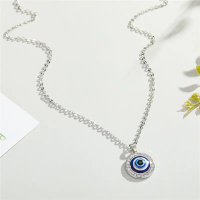 Devil's Eye Necklace Türkiye Blue Eye Pendant 14MM Geometric Sweater Chain Long 2025 Mới Unisex Evil