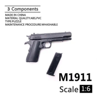 1/6 Scale 4D Type M1911 A1 Black Pistol Model Soldier Accessory Weapon Annex Gun Simple Model for 12" Action Figure Fans DIY