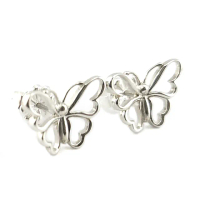 【Tiffany&Co. 蒂芙尼】925純銀-蝴蝶造型針式耳環