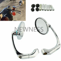 Motorcycle Chrome Aluminum 8mm 10mm Bolt Handle Bar End Side Rear View Mirror Offroad Universal Cafe Racer Scooter Offroad Bike