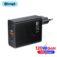 Elough 120W USB Charger Quick Charge 3.0 Fast Charging for Huawei Mate 50 Samsung Xiaomi PD 65W GaN Chargers for Laptops tablet