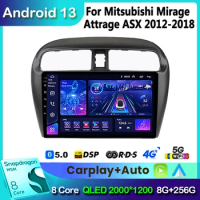 Android 13 for Mitsubishi Mirage Attrage 2012-2018 2din Car Radio Multimidia System Video Player Navigation DSP IPS Carplay