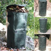 Collapsible Garden Yard Compost Bag with Lid Environmental Organic Ferment Waste Collector Refuse Sacks Composter Bin 35 x 60 CM