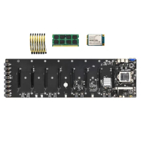 ETH-B75 V1.0Y Motherboard Supports 8XPCIE 16X Slot with 8G DDR3 1600Mhz RAM+128GB MSATA SSD+7Xpower Cord ETH Motherboard
