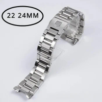 For TAG HEUER CARRERA 1887 Strap Watches Accessories 316L Stainless Steel Bracelet Men Silver WatchBand Safe Buckle 24 22mm