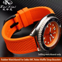 20mm 22mm Rubber Watchband For Seiko/ IWC/ Rolex Waffle Strap Bracelets Fashion Universal Mens Diver Silicone Sports Watch Band