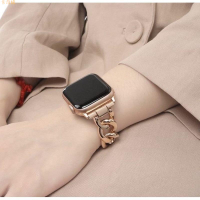 適用於日韓小香風錶帶 蘋果手錶 Apple watch錶帶 iwatch 87SE65 不鏽鋼金屬鍊條錶帶