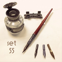義大利 Bortoletti set55 沾水筆＋筆擱＋白銅墨水瓶+筆尖 組合 21501168457943 / 組