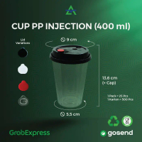 500PCS - Cup Plastik 14Oz/ Cup Injection 14 Oz/ Gelas Plstik 400ml - WINGOH