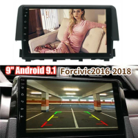 9Inch Android 9.1 Quad Core Car MP5 Player 1GB+16GB Stereo Radio For Honda Civic 2016-2018 WIFI Bluetooth GPS Navigation