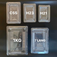 Kotak Plastik Pakai Buang, 100 Keping, Tersedia dalam saiz H21, H23, C55, 7 Auns, 1kg, dan Kotak Kek
