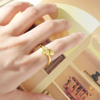 【晶曜珠寶】黃金戒指 女戒 氣質書香 固定戒圍13 1.63錢
