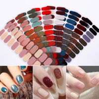 Semi Cured Wraps Nail Sticker Solid Nail Gel Wraps Adhesive Full Cover Slider Gel Nail Decal
