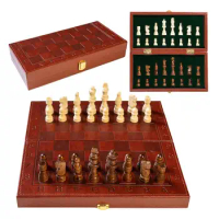 Wooden Chess Set Magnetic Chess Pieces Folding Board Chess Game Portable Strategy Board Game For Camping Kids Adults Indoor Or