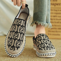 Giày Vải Nam Giày Ngư Dân Nhẹ Đế Bằng Thoáng Khí Giày Thuyền Bohemian Giày Lười Thêu