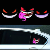Demon Smiling Face Car Sticker Rearwindshield Car Sticker Funny Reflective Waterproof Suitable Body Styling Decoration Window