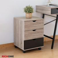 RICHOME 北歐風E1板三抽櫃 床頭櫃 收納櫃 置物櫃 櫥櫃 三抽櫃 斗櫃 DR234