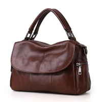 New Simple and Fashionable Top Layer Cowhide Women's Bag Single Shoulder Cro