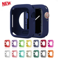 Soft Silicone Case for Apple Watch 49mm 45/44mm 40/41mm 38mm 42mm Bumper Cover Protection Shell for iWatch Series 9 8 7 6 SE 5 4