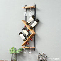 實木紅酒架壁掛置物架牆上裝飾創意餐廳展示架葡萄酒櫃酒杯架倒掛