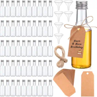 50Pack Mini Liquor Bottles, Empty Spirit Bottles with Black Cap Mini Alcohol Bottles Miniature Bottles for Weddings Party