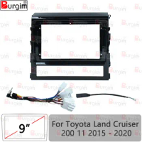 Car Radio Fascias Frame For Toyota Land Cruiser 200 2015-2020 9 inch 2DIN Android Stereo Panel 16PIN Harness Power Cable Adapter