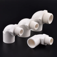 1~10pcs 20 25 32mm To 1/2"-1" Male Thread Elbow Joint White PVC Elbow Connector Garden Water Pipe Connectors Aquarium Fittings