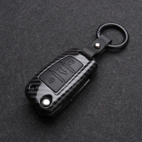 Carbon Fiber Silicon Flip Car Key Cover Case Protection Shell For Audi A1 A3 A4 A6 TT Allroad Q3 Q7 R8 S6 SQ5 RS4 2018 keychain