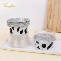 ALUMUNIUM FOIL CUP /  ALUMUNIUM CUP CAKE 130ML + TUTUP / ISI 10 - CORAK SAPI Berkualitas