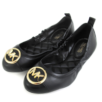 MICHAEL KORS Carmen大圓標Logo素面平底芭蕾舞鞋/娃娃鞋(黑色)