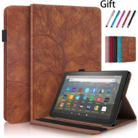 Leather Case for Lenovo Tab M10 M 10 FHD Plus P11 Pro TB-X606F 10.3 inch 3D Tree Embossed Tablet Shell for Lenovo Tab M8 Cover