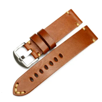 Handmade Watchband calfskin strap men's Vintage Genuine leather watch band 18mm 19mm 20mm 22mm 24mm For Panerai MIDO Longines
