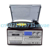 Retro Multifunction Record Player Turntable 3-Speed Phonograph with AM/FM Radio CD/Cassette