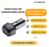 Vivan CC02C Car Charger Mobil Saver Dual Output Quick Fast Charging Adaptor