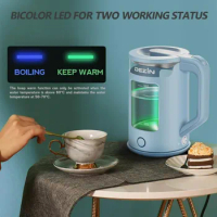 Dezin Electric Kettle with Keep Warm Function, BPA Free Window-Glass Double Wall Design Electric Tea Kettle, 1.5L Bicolor