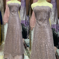 Kain tille eudora renda pinggir atas bawa dengan quality bordir premium / bahan brukat kebaya pesta 