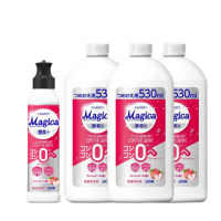 【LION 獅王】小資4入組 Charmy Magica 酵素+系列洗碗精 水蜜桃香/柳橙香氛(220ml*1 + 530ml*3)