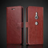 Card Holder Cover Case for Sony Xperia XZ2 Premium 5.8"/ XZ2 5.7" Pu Leather Flip Cover Retro Wallet Case Business Fundas Coque