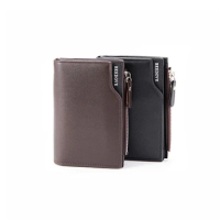 Mens Wallet Leather Business Card Holder Zipper Purse Wallets for Men RFID Protection Purses Carteira Masculina