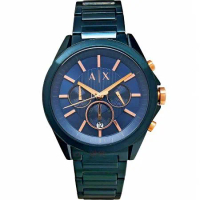 AX ARMANI EXCHANGE AX2607 時尚潮流 男錶 三眼計時 金屬藍 鋼帶 手錶