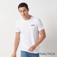 【NAUTICA】男裝 簡約旗語文字圖騰短袖T恤(白色)