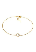 Elli Jewelry Gelang Kaki Wanita Perak 925 Lapis Emas Semanggi Zirconia Putih Korea Style Aesthetic