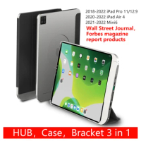 Aluminum Case with USB C Hub for iPad Air 4/5 Generation/iPad Pro11/12.9, Case with 4K HDMI, SD/TF Card Reader, USB3.0,USB C PD