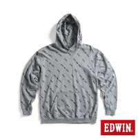 EDWIN EDGE 滿版印花 LOGO連帽長袖T恤-男款 灰色