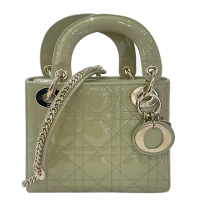 二手品 DIOR MINI漆亮皮黛妃包 草綠色