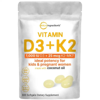 Micro Ingredients Vitamin D3 K2 5000IU /2000IU / 1000IU Infused with Virgin Coconut Oil 300 Softgels