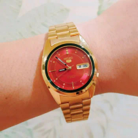Funny red 7009 gold plated All golden automatic mechanical men's watch seiko 5