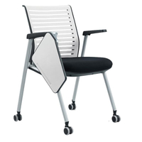 辦公椅培訓椅摺疊帶寫字桌板會議椅職員可移動翻板椅子滾滑輪凳子 交換禮物